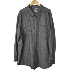 Liberty Blues Button Down Shirt Men's 4XL Big Railroad Striped Denim Black White